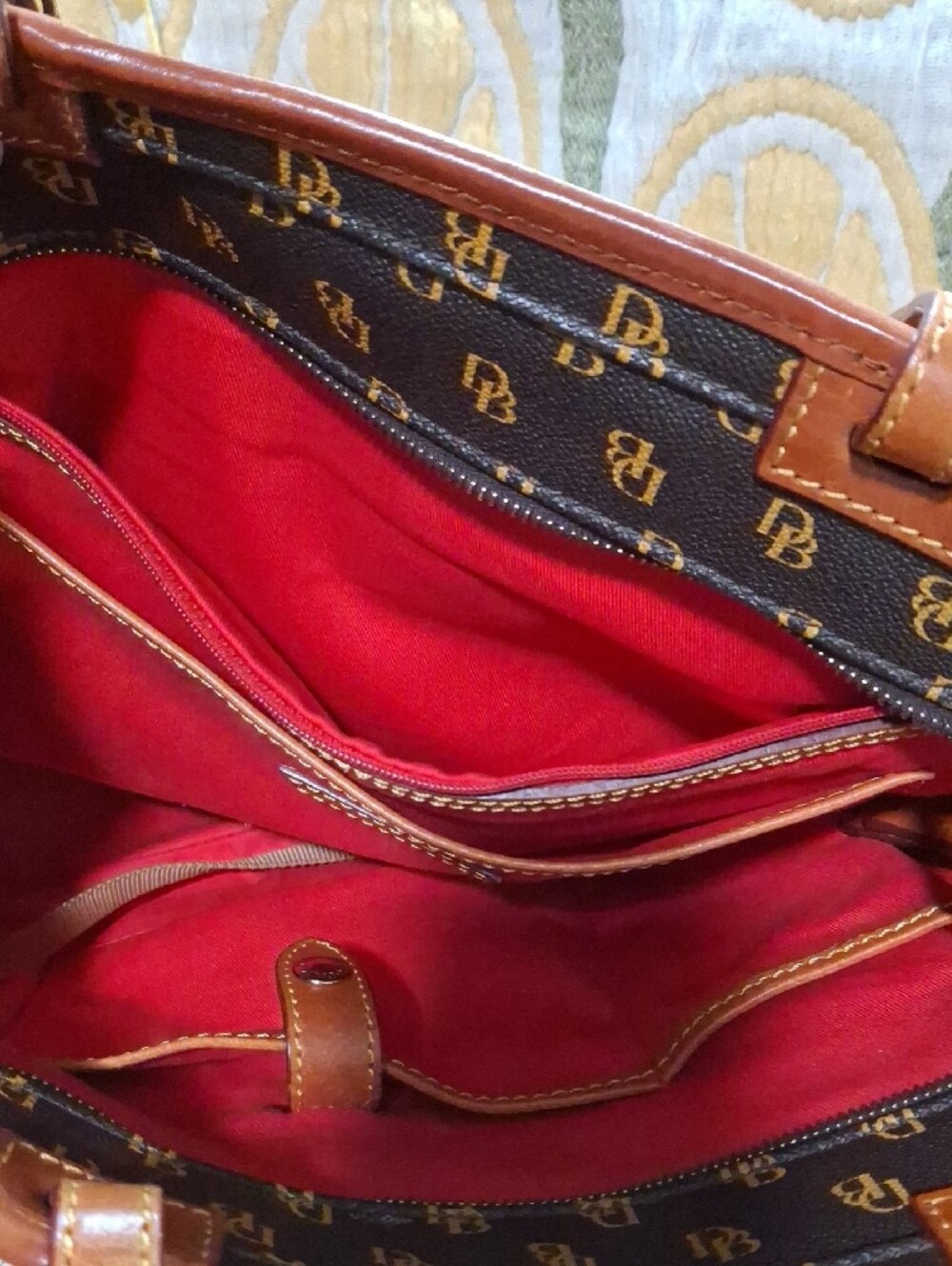 Dooney & Bourke Brown and Tan Logo Tote - Picture 7 of 12